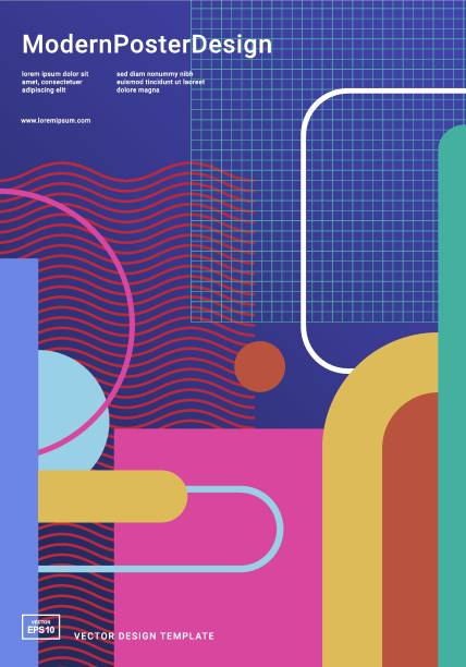 Trendy abstract design template with colourful geometric shapes. Applicable for covers, posters, brochures, flyers, presentations, banners. Trendy abstract design template with colourful geometric shapes. Applicable for covers, posters, brochures, flyers, presentations, banners. Vector illustration. Eps 10 constructivism stock illustrations