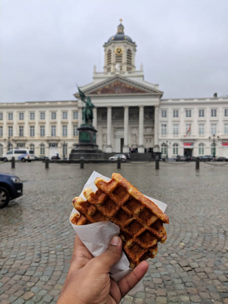 istock Belgian waffle, with a lighter batter, larger squares, and deeper pockets than ordinary American waffles 1192078270
