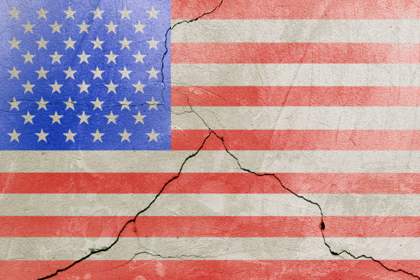 istock USA flag painted on cracked wall after earthquake disaster - flat texture 1192080387