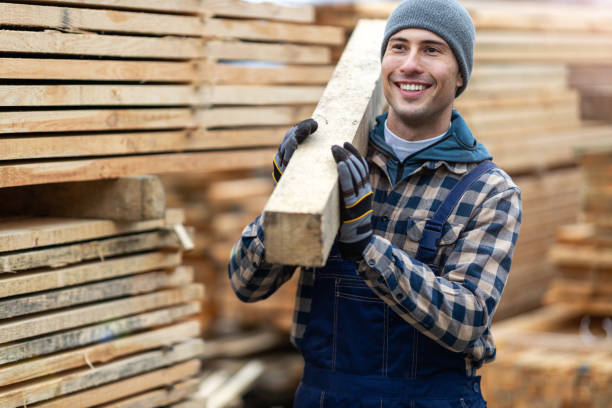 istock Young male worker in timber warehouse 1192081108