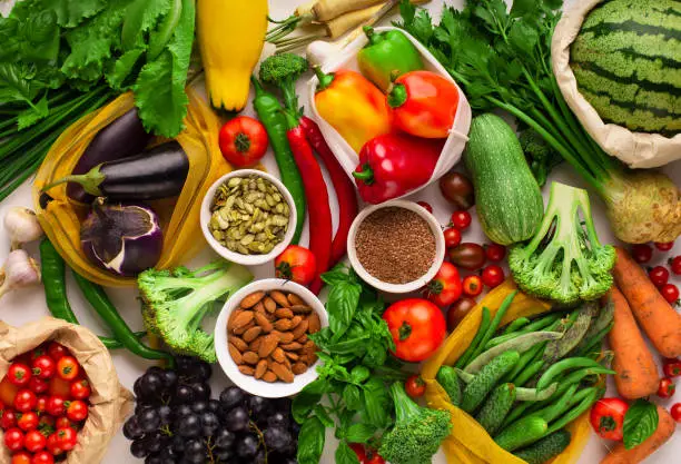 Photo of Products full of cellulose and vitamins on table