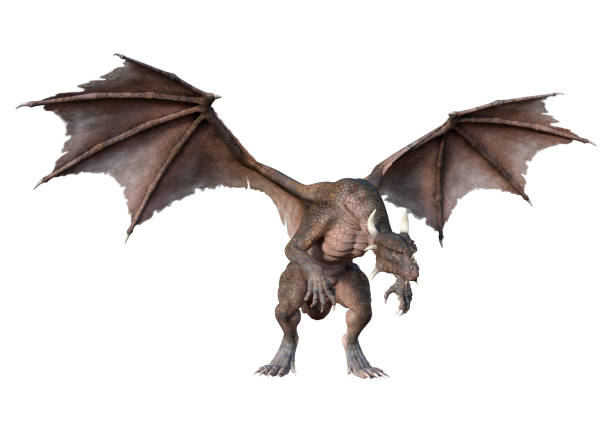 istock 3D illustration fantasy dragon on white 1192084912