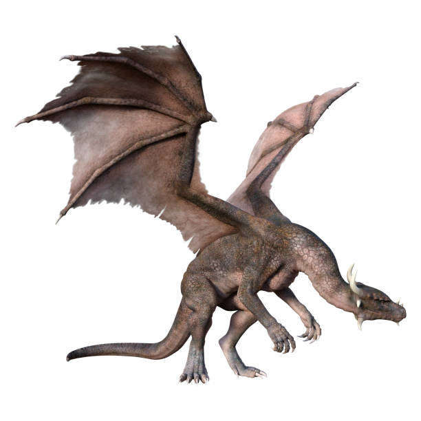 istock 3D illustration fantasy dragon on white 1192084914