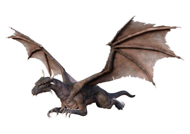 istock 3D illustration fantasy dragon on white 1192084923