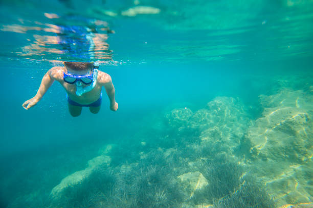 istock Boy snorkeling underwater 1192085469
