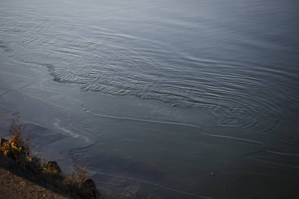 istock Texture of frozen and split ice on the lake. 1192087119