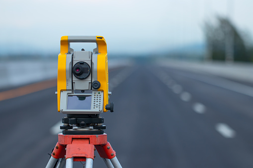 Theodolite in construction,Land surveying and construction equipment,\nSurvey equipment in construction