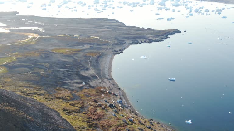 Slow aerial drone majestic view of the region of Savissivik, Greenland