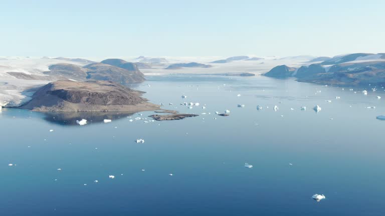 Panoramic aerial drone view of the region of Savissivik, Greenland