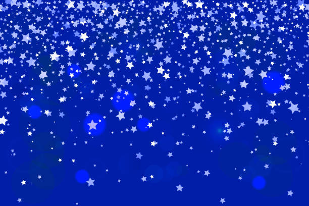 istock Vector Illustration of Falling stars on blue background. Stars Confetti. Christmas, New Year celebration holiday background 1192091387
