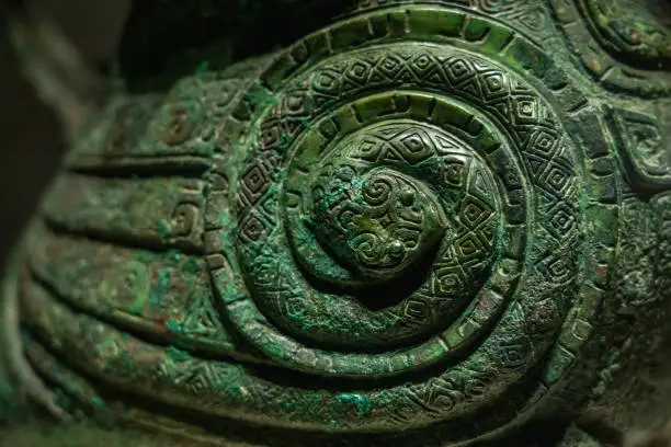 Photo of Chinese ancient bronze pattern close-up