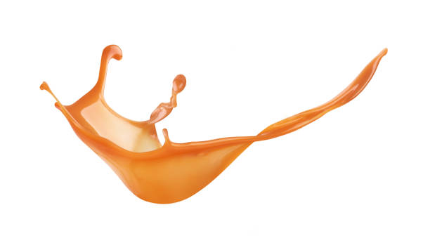 splash of liquid caramel on a white background
