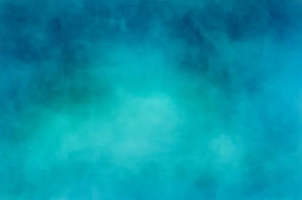 Photo of Abstract modern painting . Dry brush painted paper , canvas , wall . Textured background in blue and cyan tones.