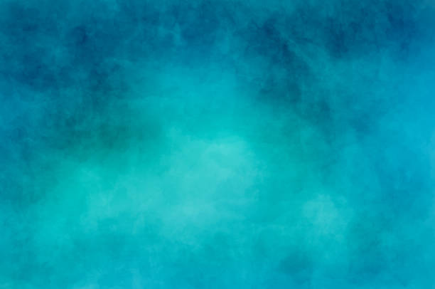 abstract modern painting . dry brush painted paper , canvas , wall . textured background in blue and cyan tones. - horizontal blue turquoise painted image imagens e fotografias de stock