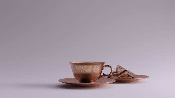 istock Bronze Tea Cup an Saucer with some Chocolate 1192095959