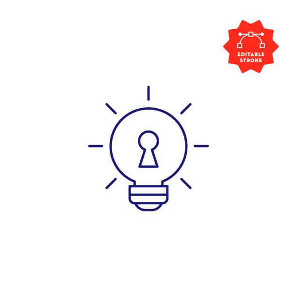 illustrations, cliparts, dessins animés et icônes de key idea single line icon avec stroke editable et pixel perfect. - key marketing interface icons symbol