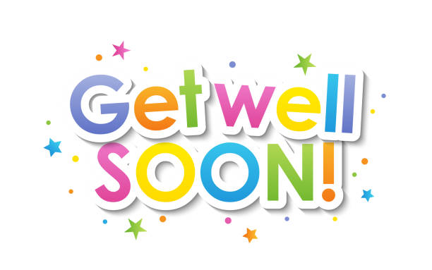 GET WELL SOON colorful typography banner GET WELL SOON colorful vector typography banner with dots and stars get well soon stock illustrations