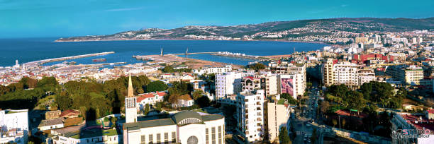 tangier city and port, coastal landscape, morocco, africa - moroccan currency fotos imagens e fotografias de stock