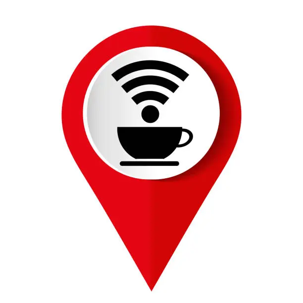 Vector illustration of Free Wi-Fi zone icon: cup with wireless signal. Vector illustration.