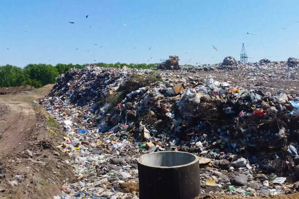 istock Garbage dump, top view of trash. Landfill. 1192101581