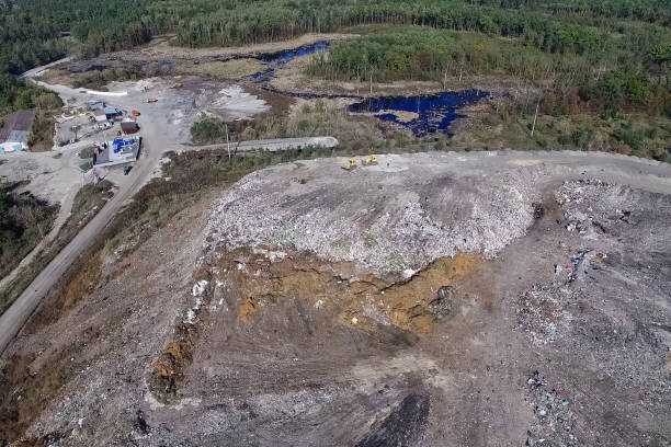 istock Garbage dump, top view of trash. Landfill. 1192101688