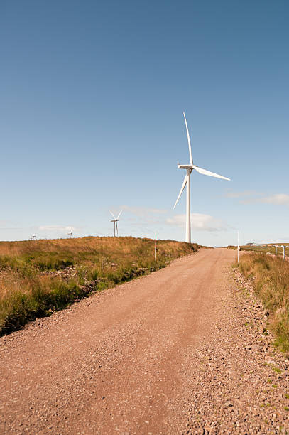 istock Wind turbine and path on sunny day 119210239