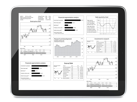 Business report chart analysis tablet computer