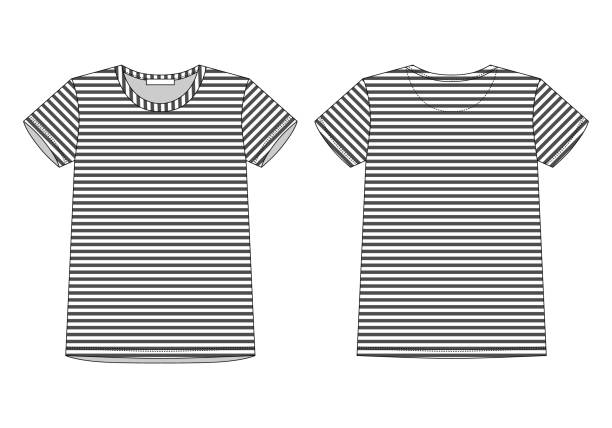 istock Technical sketch women t shirt in blue colors. Unisex underwear top design template. 1192107732