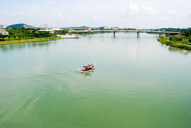 Express boats travel along the Chao Phraya River in Bangkok every day.\nThese boats are very popular as a means of transportation and practical in everyday life.\nSeveral different routes are offered.\nThe picture shows such a boat, which travels the route from Sathorn to Nonthaburi  \nBangkok Thailand\nDecember 15, 2023