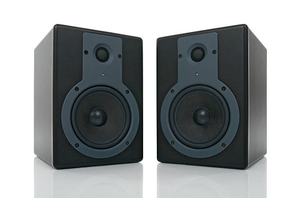 istock Pair of loud speakers with reflection 119211702