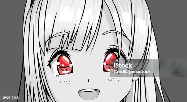Ilustración de Cara Joven Mujer Carácter Estilo Anime Monocromo y más  Vectores Libres de Derechos de Adolescente - Adolescente, Cara humana,  Estilo manga - iStock