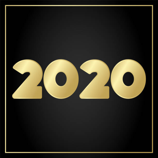istock 2020 Happy New year golden icon. Vector greeting card. Illustration for celebration, congratulation, web, design, decoration, banner 1192119381