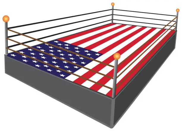 Vector illustration of Patriotic Wrestling Ring