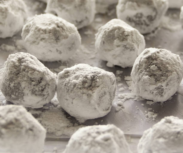 istock Hand made white balls cookies ready for baking 1192131779