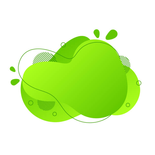 Abstract fluid design element Abstract fluid design element. Minimalistic background for text. Wavy bubble banner, poster clipart with lines, dots. Gradient liquid green flat shape. Geometric color illustration. Isolated vector energy conservation posters drawing stock illustrations
