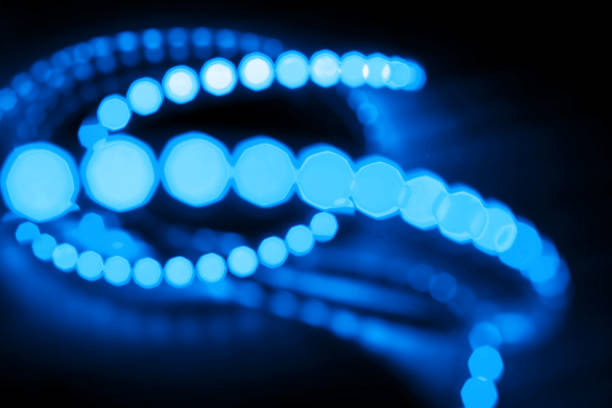 Blue LED light bokeh defocus background
