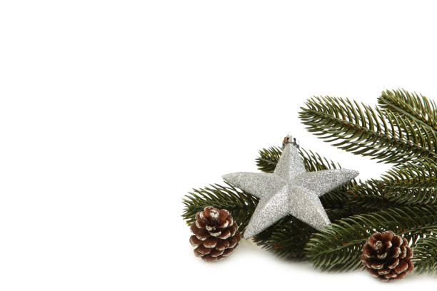 istock Silver Christmas star isolated on white background 1192135332