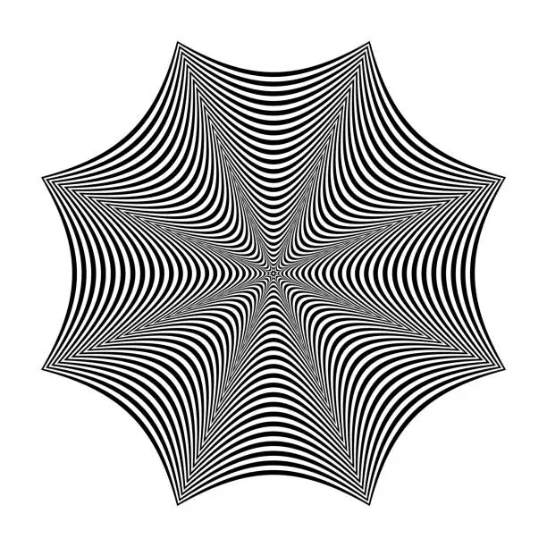 Vector illustration of Op art design element. Lines pattern.