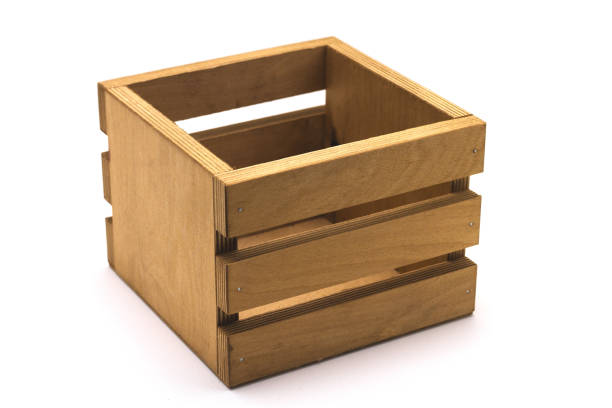 istock wooden brown box on a white background making boxes 1192138715