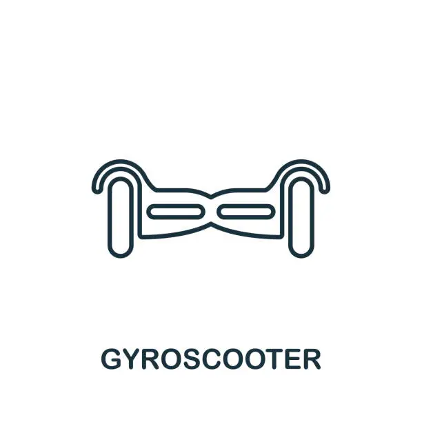 Vector illustration of Gyroscooter outline icon. Creative design from smart devices icon collection. Premium gyroscooter outline icon. For web design, apps, software and printing.