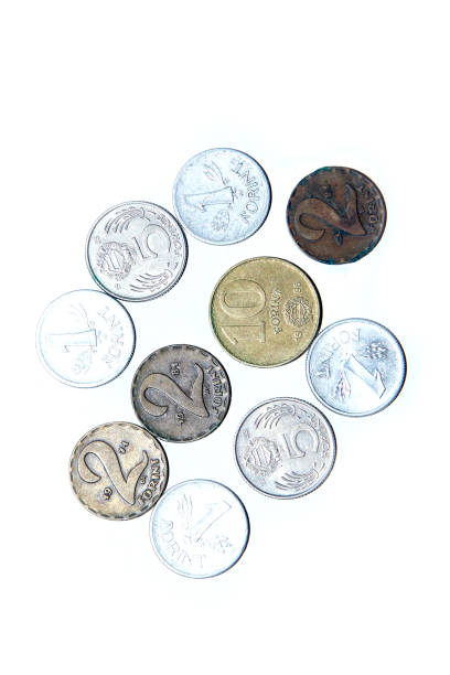 istock Old, invalid coins from Hungary  isolated on a white background. 1192140772