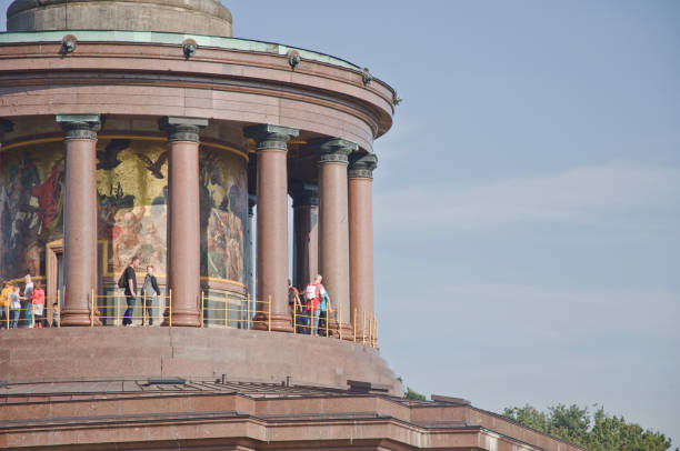 Tourists at the mid-section viewing platform of Victory Column (Siegessäule), Berlin Germany. It was designed by Heinrich Strack (1864) to commemorate the Prussian victory in the Danish-Prussian War