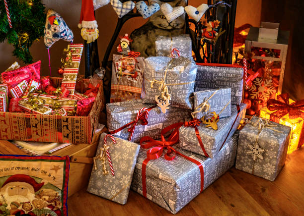 istock Many packed Christmas presents with decoration. 1192144382