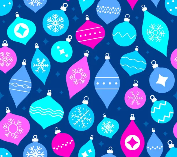 Vector illustration of Seamless Christmas Holiday Ornaments Background