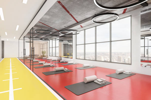 istock Contemporary yoga studio interior 1192145112