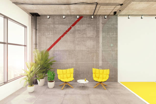 istock Contemporary yoga studio lobby interior 1192145116