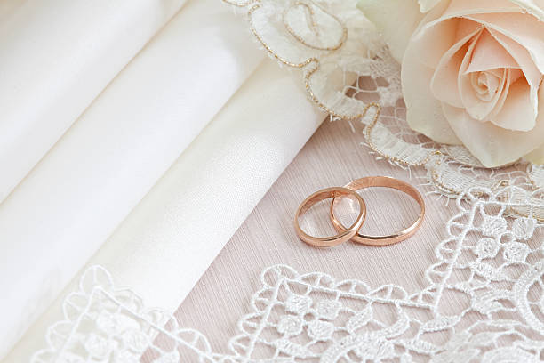 Wedding fabrics and lace stock photo