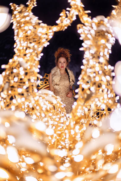 Christmas fantasy fashion portrait of young beautiful girl