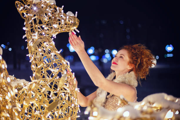 Christmas fantasy fashion portrait of young beautiful girl
