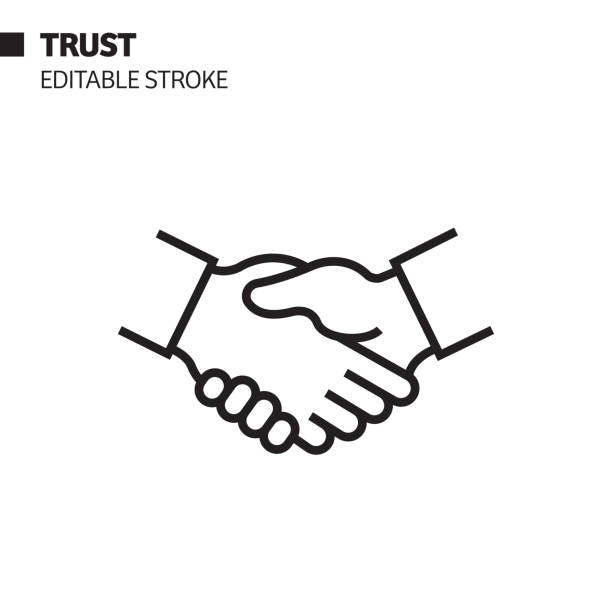 значок линии доверия, иллюстрация символа вектора контура. пиксель совершенный, редактируемый ход. - handshake stock illustrations